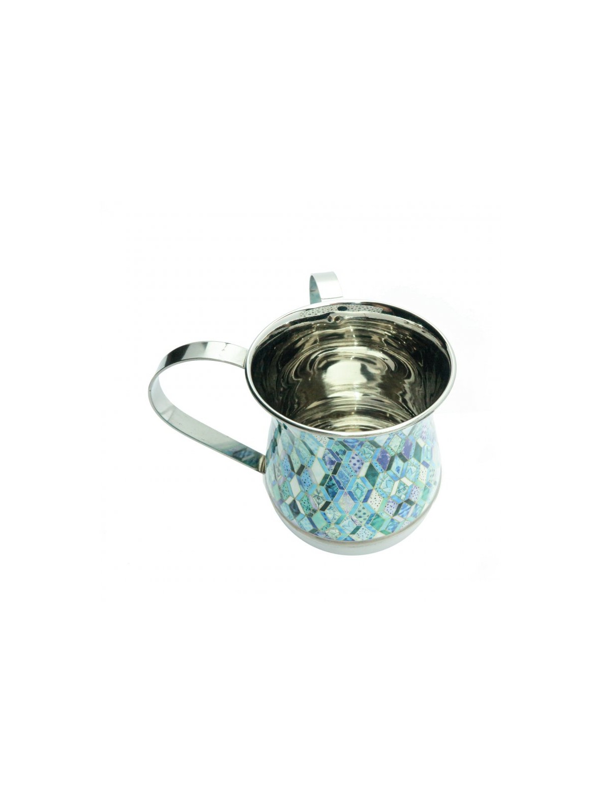 Yair Emanuel Metal Netilat Yadayim Wash Cup Blue Abstra... | Wash Cups