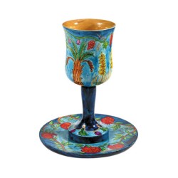 Yair Emanuel Hand Painted Wood Stem Kiddu... | Kiddush Cups by Emanuel
