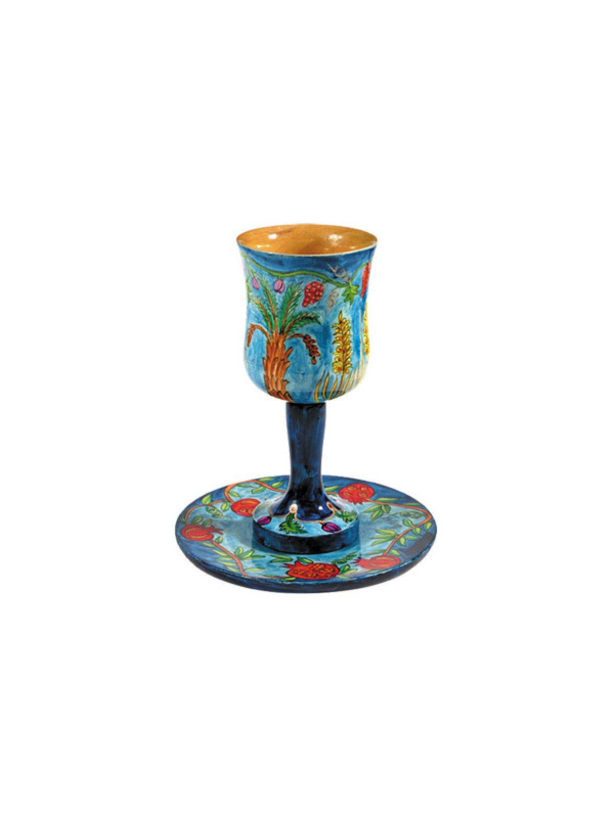 Yair Emanuel Hand Painted Wood Stem Kiddu... | Kiddush Cups by Emanuel