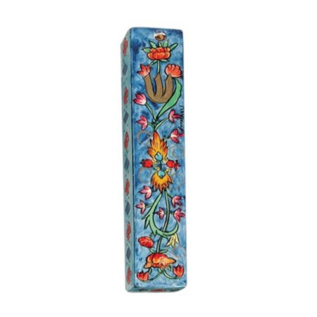 Yair Emanuel Large Hand Painted Wood Mezuzah ... | Mezuzahs by Emanuel