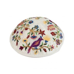 Yair Emanuel Kippah Embroidered Birds an... | Kippot & Hats by Emanuel