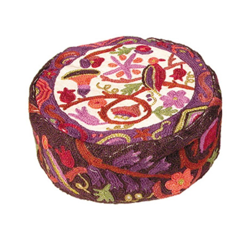 Yair Emanuel Hand Embroidered Hat Rich M... | Kippot & Hats by Emanuel