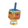 Yair Emanuel Hand Painted Wood Dreidel on Stand Small Je... | Dreidels