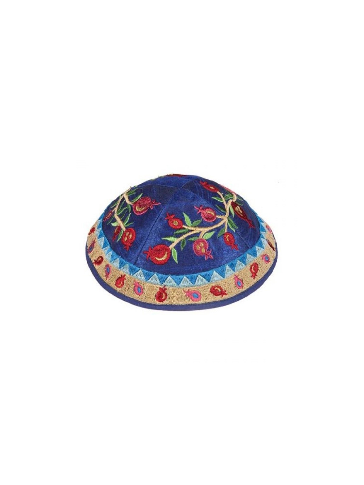 Yair Emanuel Embroidered Kippah Pomegran... | Kippot & Hats by Emanuel