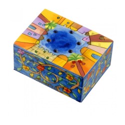 Yair Emanuel Hand Painted Wood Spice Box with Clove... | Havdalah Sets