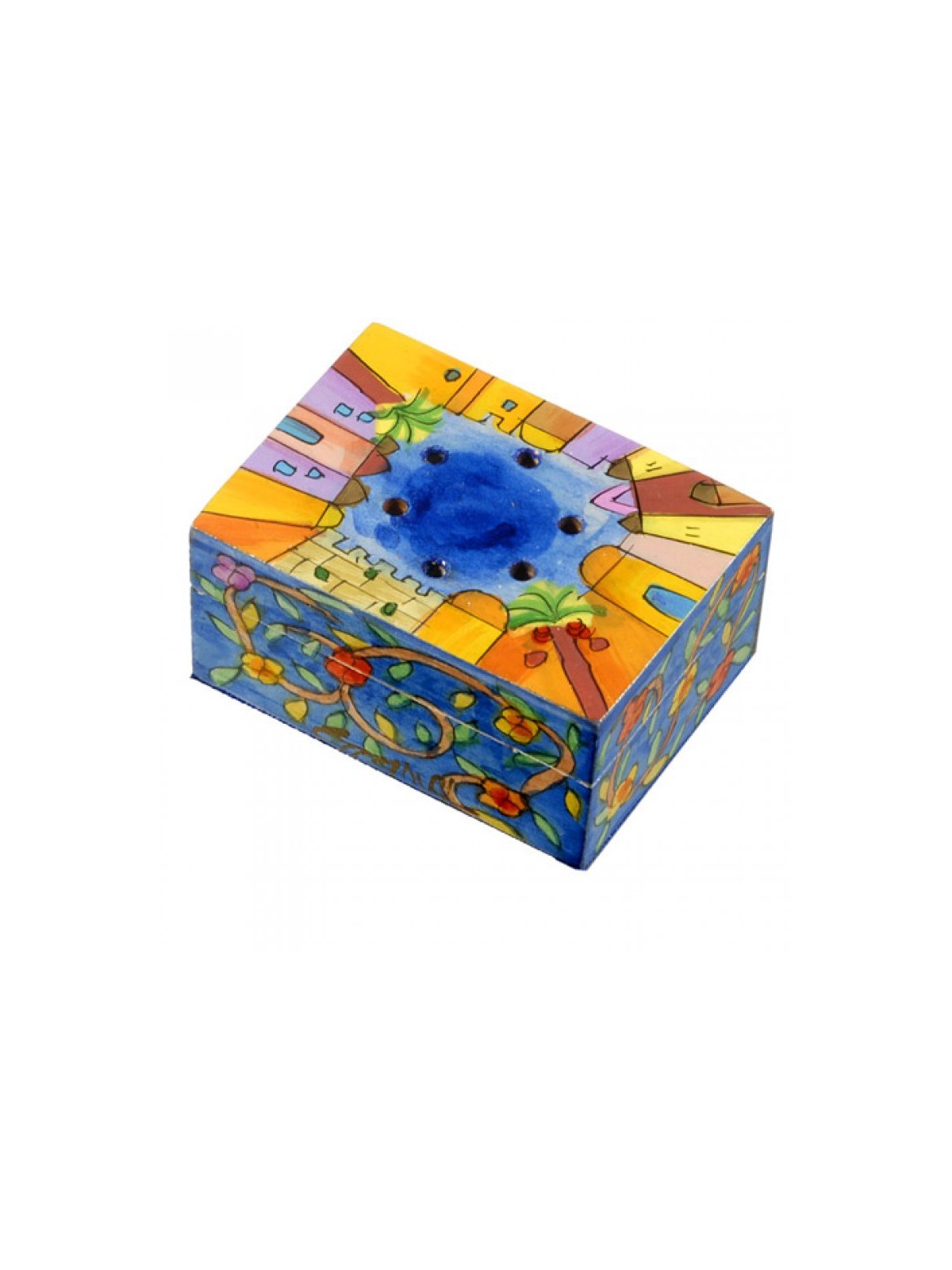 Yair Emanuel Hand Painted Wood Spice Box with Clove... | Havdalah Sets