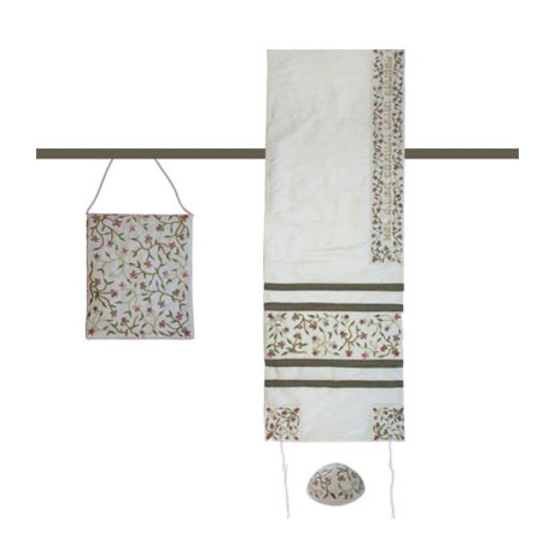 Yair Emanuel Embroidered White Polysilk T... | Jewish Gift from Israel