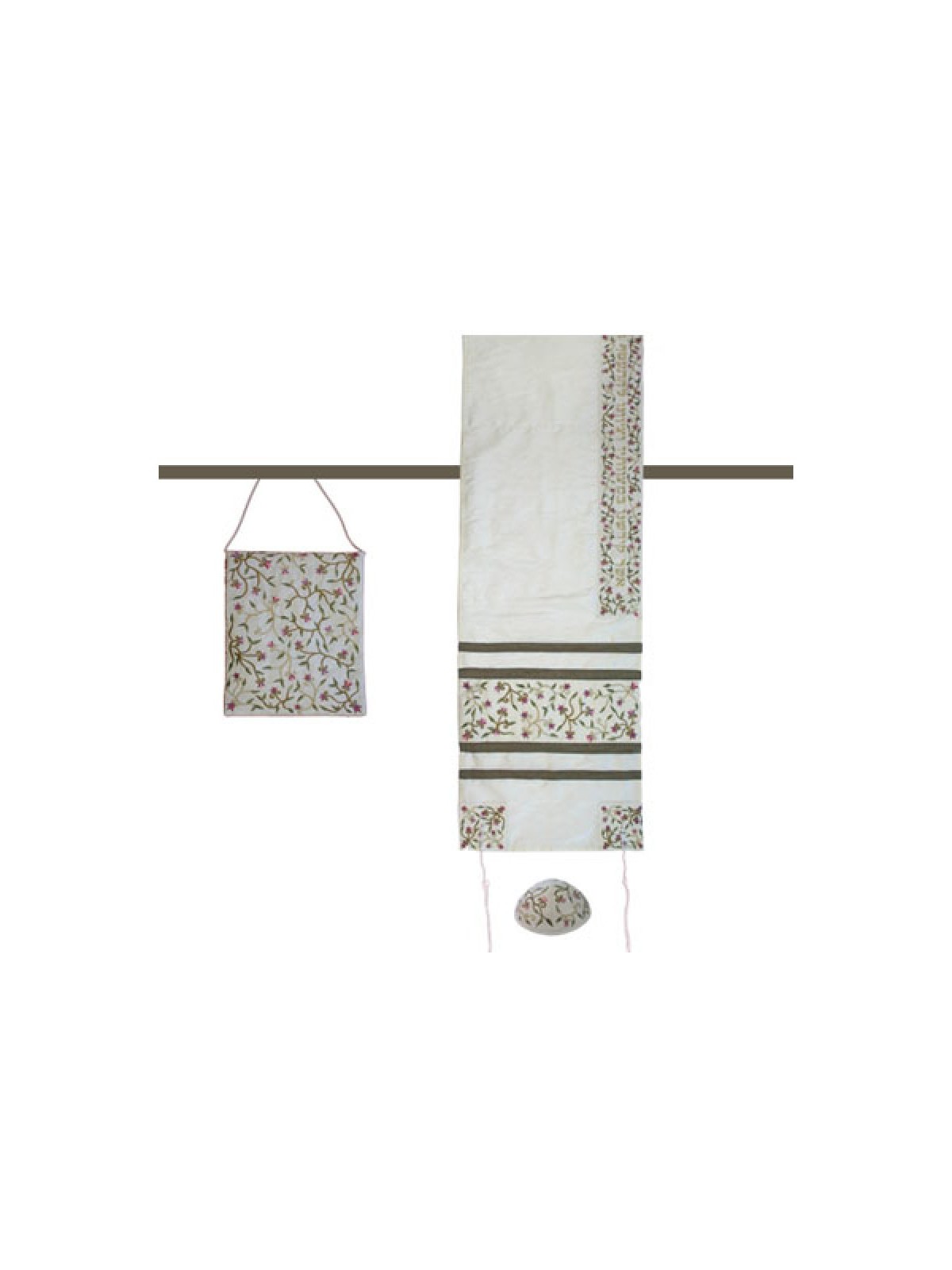 Yair Emanuel Embroidered White Polysilk T... | Jewish Gift from Israel