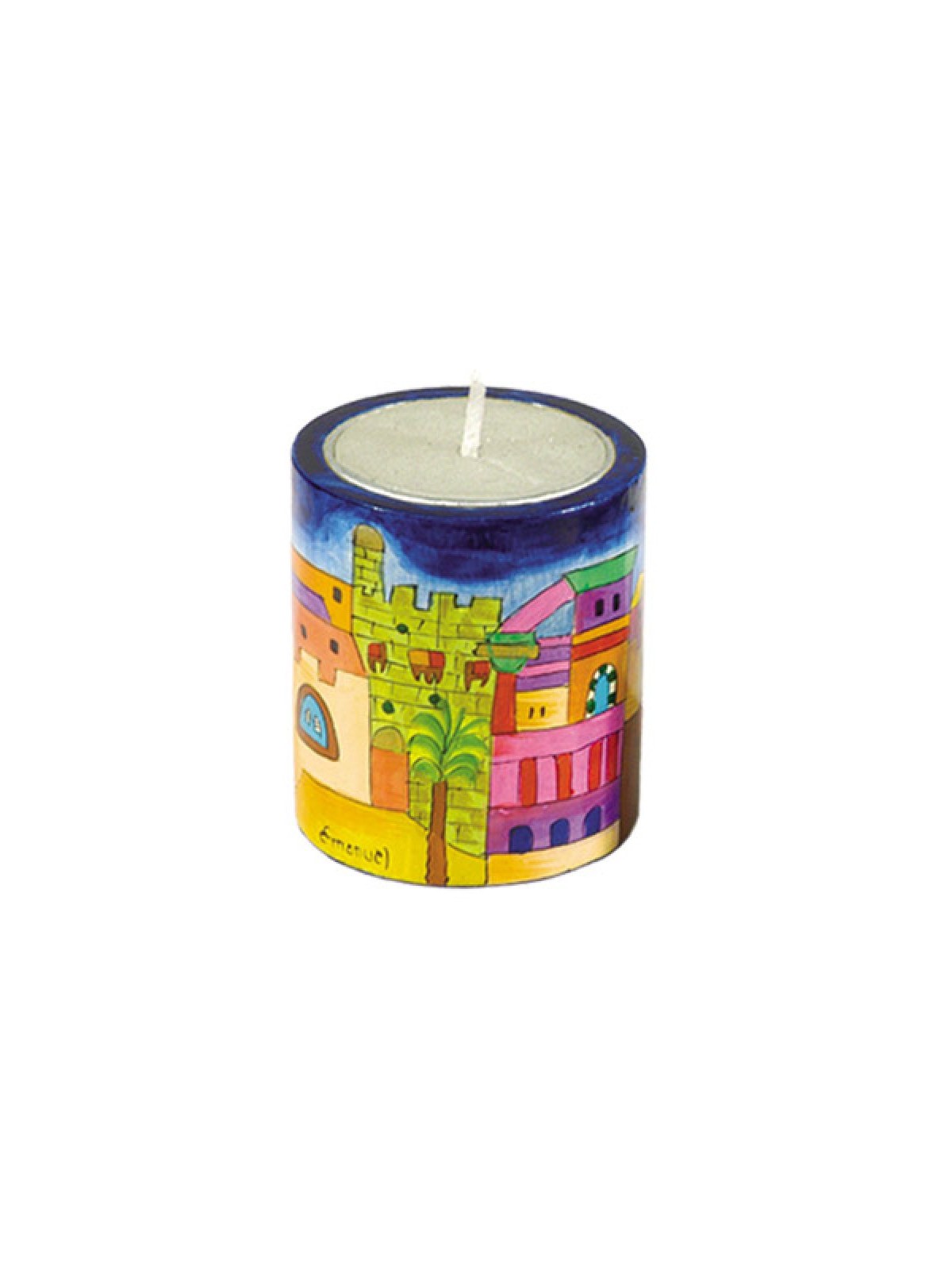 Yair Emanuel Yahrzeit Memorial Hand Painted Wood... | Yahrzeit Candles
