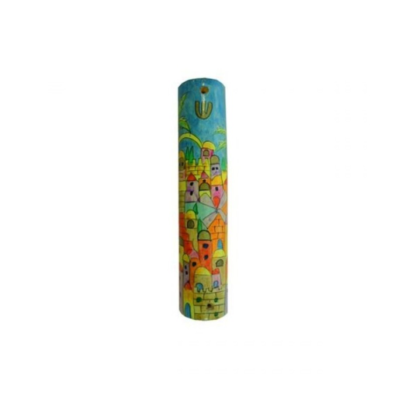 Yair Emanuel Small Hand Painted Wood Mezuzah ... | Mezuzahs by Emanuel