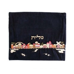 Sac talit et téfilines en velours Yair Emanuel... | Sacs Talit et Téfilines