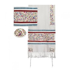 Yair Emanuel Embroidered Tallit Set Birds... | Jewish Gift from Israel