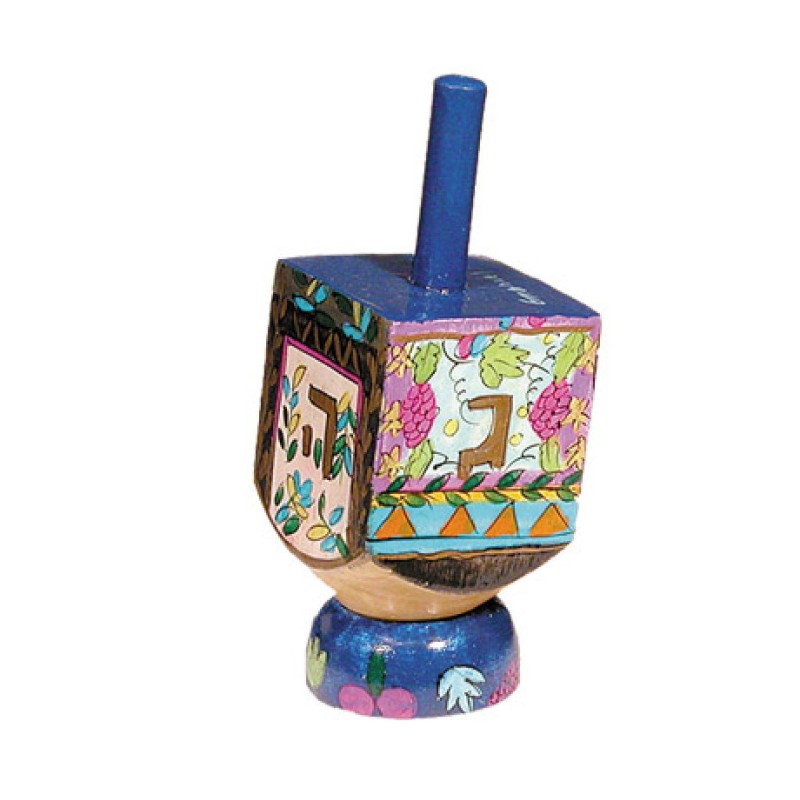 Yair Emanuel Hand Painted Wood Dreidel with Stand Small ... | Dreidels