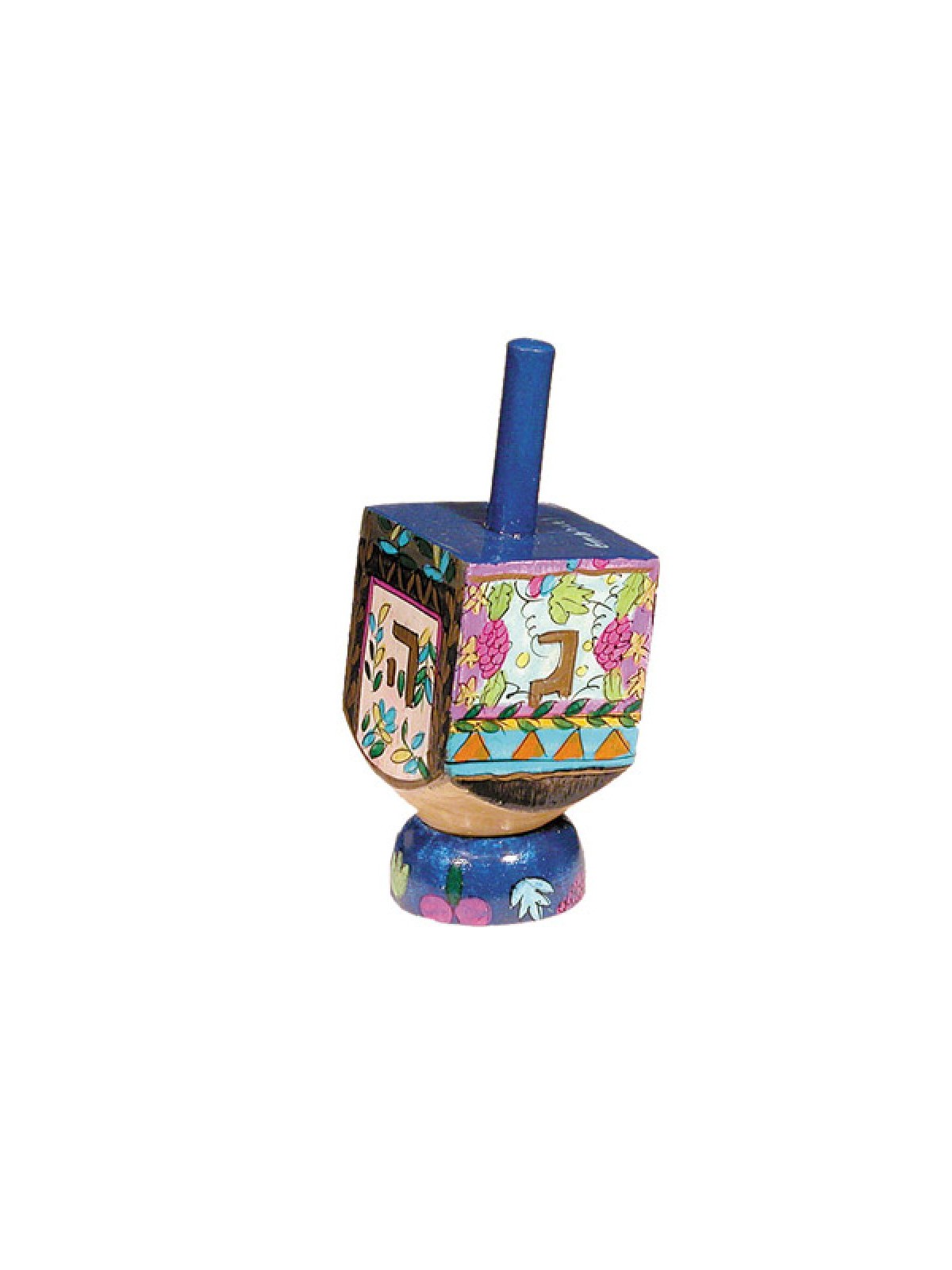 Yair Emanuel Hand Painted Wood Dreidel with Stand Small ... | Dreidels