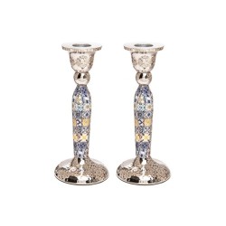 Yair Emanuel Hammered Stainless Steel Colorful Geome... | Candlesticks