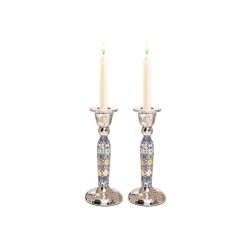 Yair Emanuel Hammered Stainless Steel Colorful Geome... | Candlesticks