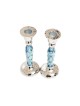 Yair Emanuel Hammered Stainless Steel Blue Geometric... | Candlesticks