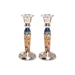 Yair Emanuel Hammered Stainless Steel Jerusalem Desi... | Candlesticks