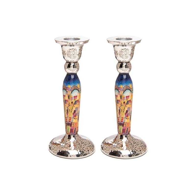Yair Emanuel Hammered Stainless Steel Jerusalem Desi... | Candlesticks