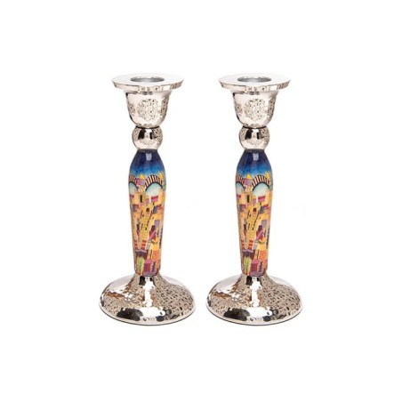 Yair Emanuel Hammered Stainless Steel Jerusalem Desi... | Candlesticks