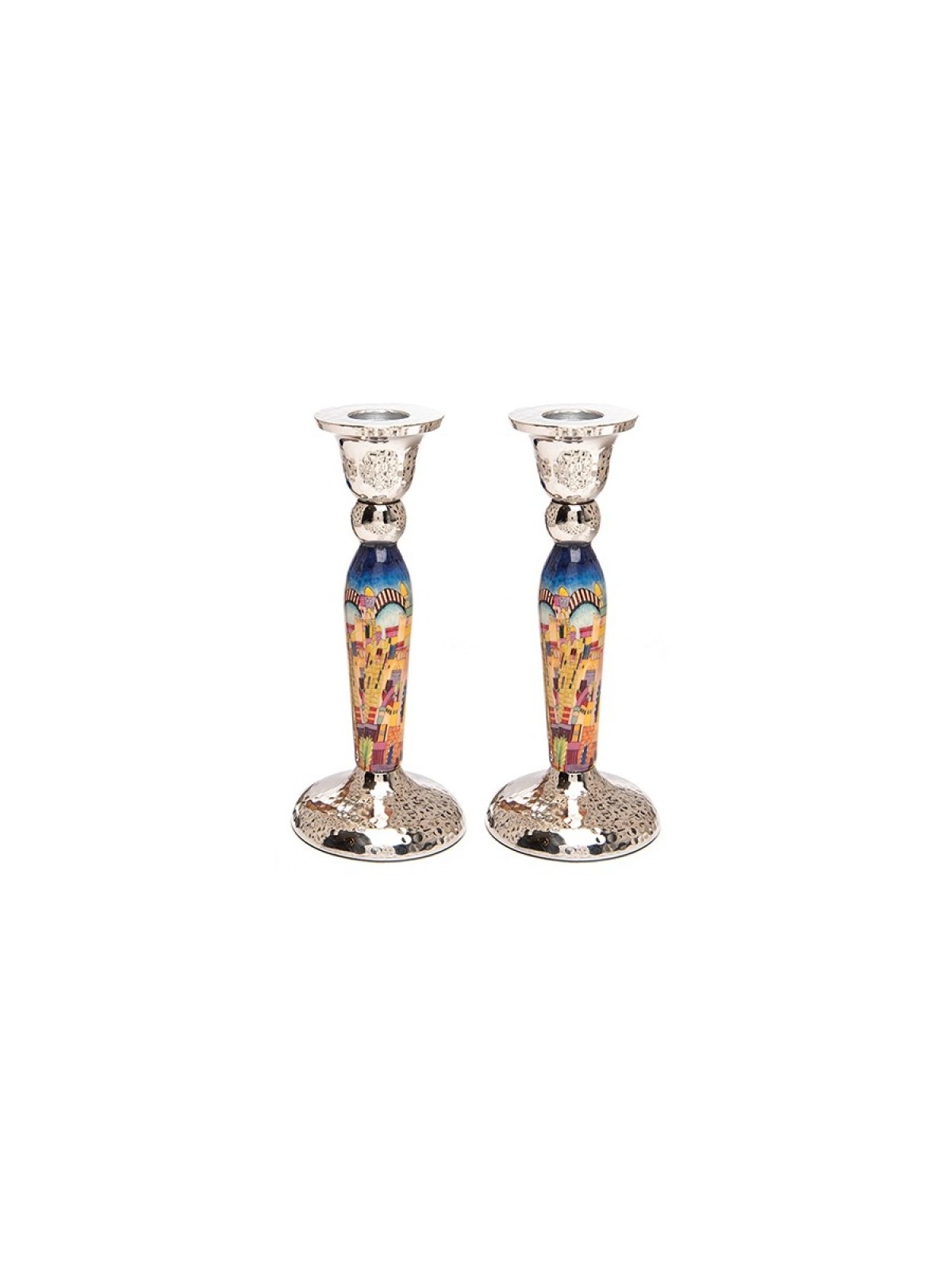 Yair Emanuel Hammered Stainless Steel Jerusalem Desi... | Candlesticks