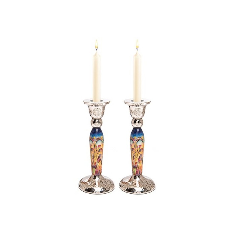 Yair Emanuel Hammered Stainless Steel Jerusalem Desi... | Candlesticks