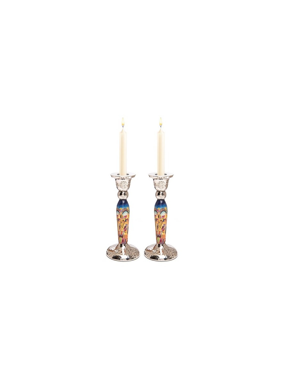 Yair Emanuel Hammered Stainless Steel Jerusalem Desi... | Candlesticks