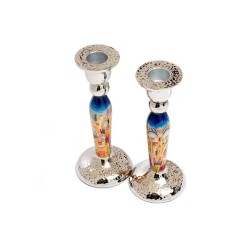 Yair Emanuel Hammered Stainless Steel Jerusalem Desi... | Candlesticks