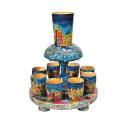 Yair Emanuel Hand Painted Wood Kiddush Fo... | Kiddush Cups by Emanuel