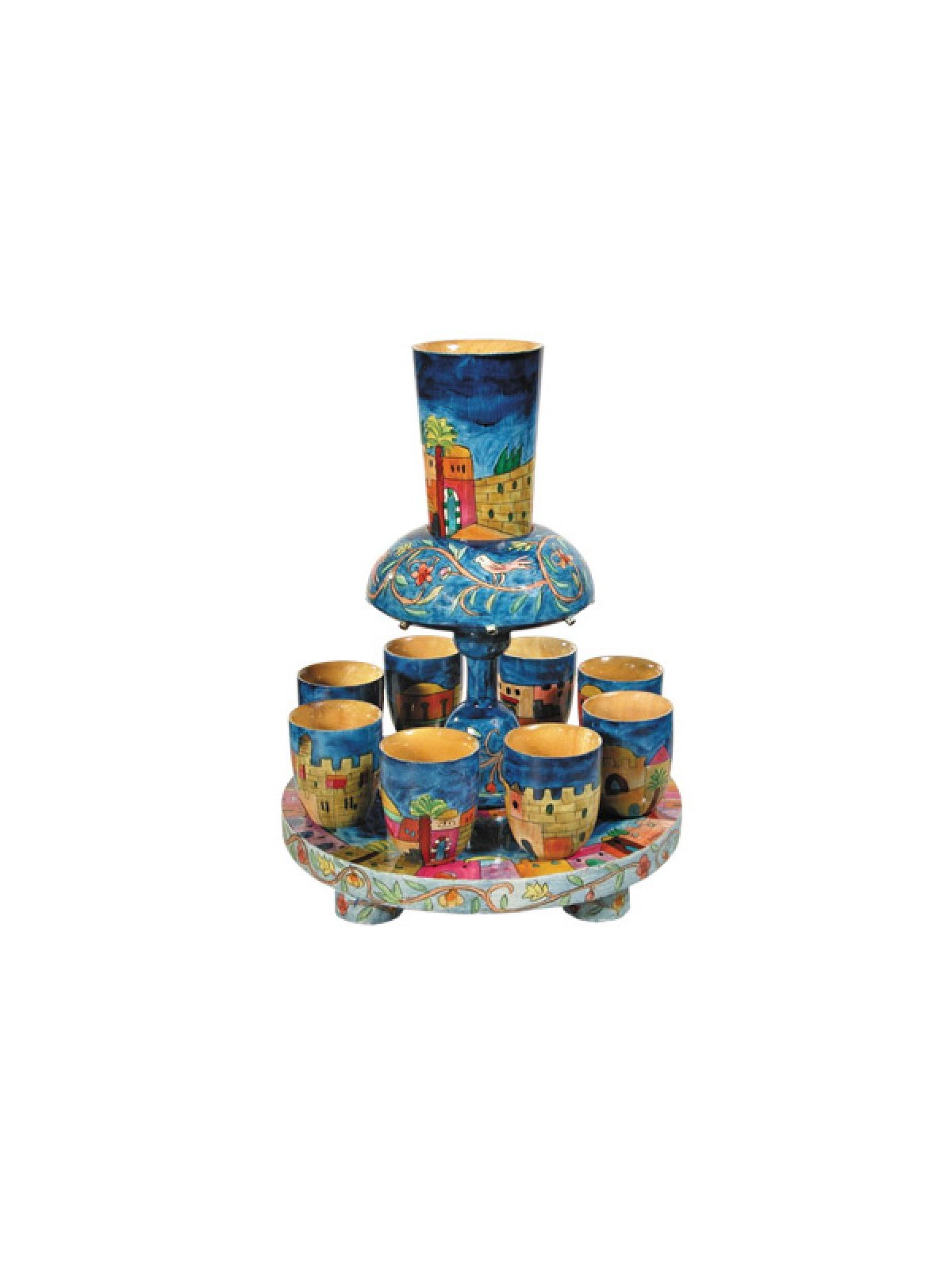 Yair Emanuel Hand Painted Wood Kiddush Fo... | Kiddush Cups by Emanuel