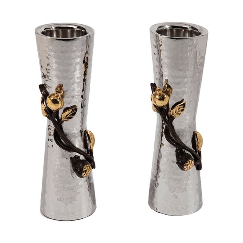 Yair Emanuel Hammered Two Tone Metal Pomegranate Des... | Candlesticks