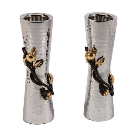 Yair Emanuel Hammered Two Tone Metal Pomegranate Des... | Candlesticks