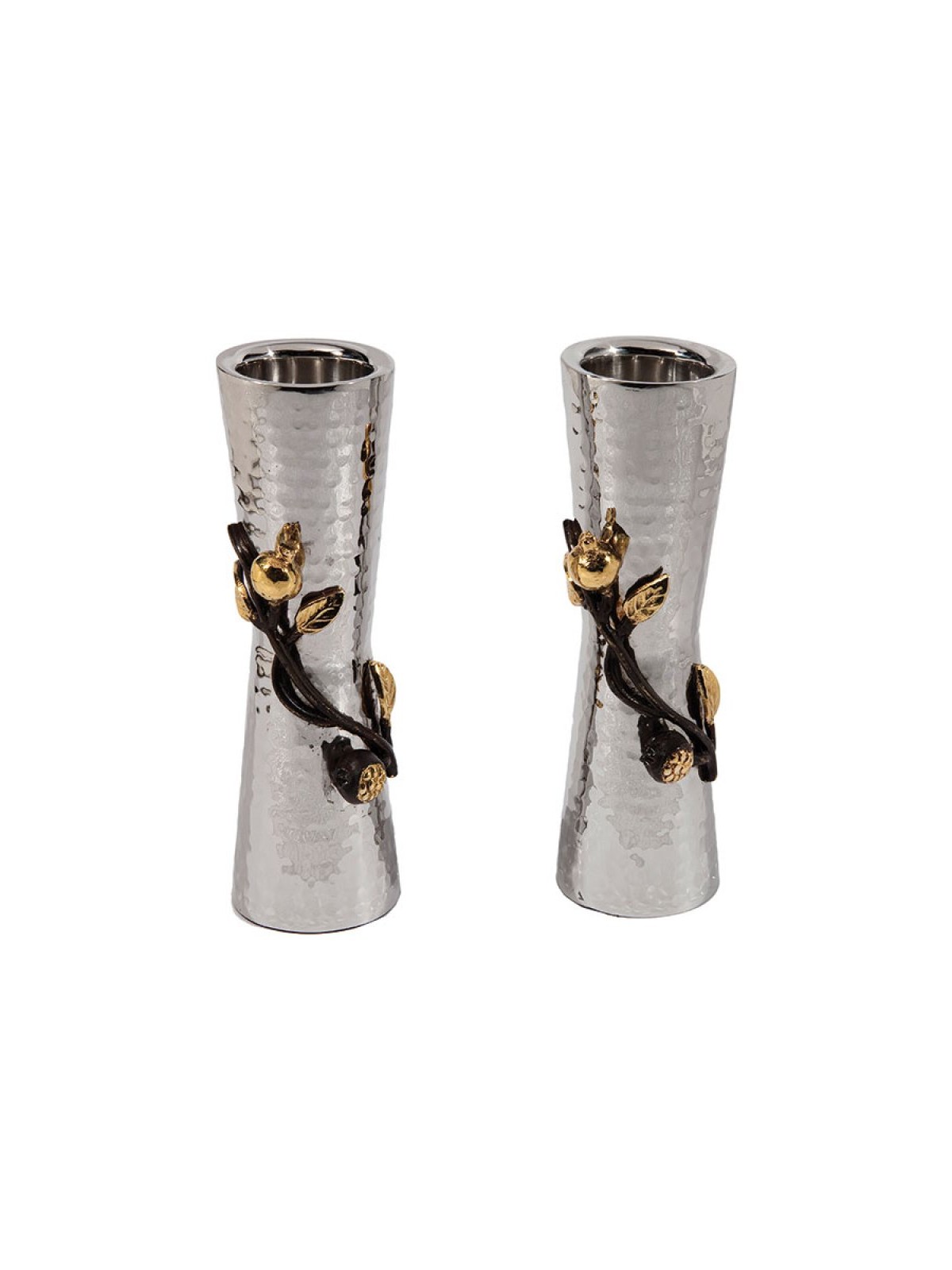 Yair Emanuel Hammered Two Tone Metal Pomegranate Des... | Candlesticks