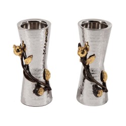 Yair Emanuel Small Hammered Two Tone Metal Pomegrana... | Candlesticks