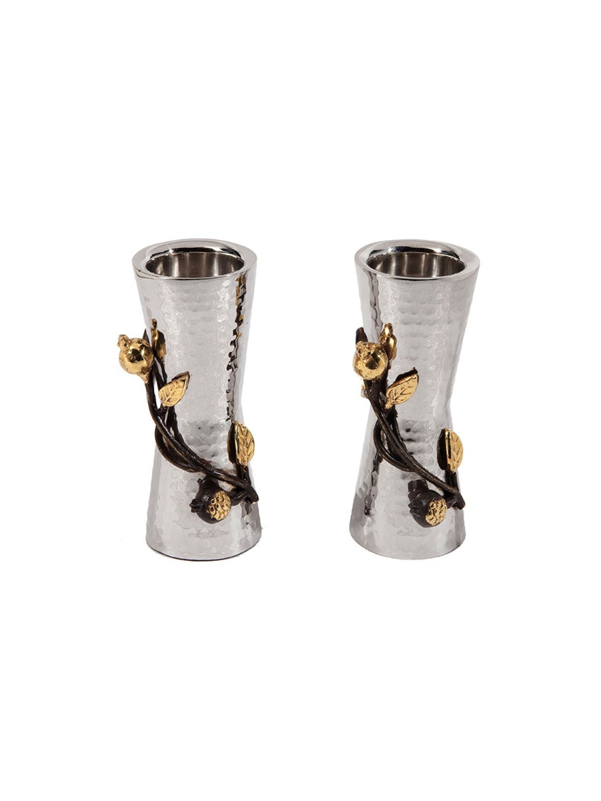 Yair Emanuel Small Hammered Two Tone Metal Pomegrana... | Candlesticks