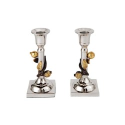 Yair Emanuel Two Tone Metal Leaf Design Candlesticks | Candlesticks