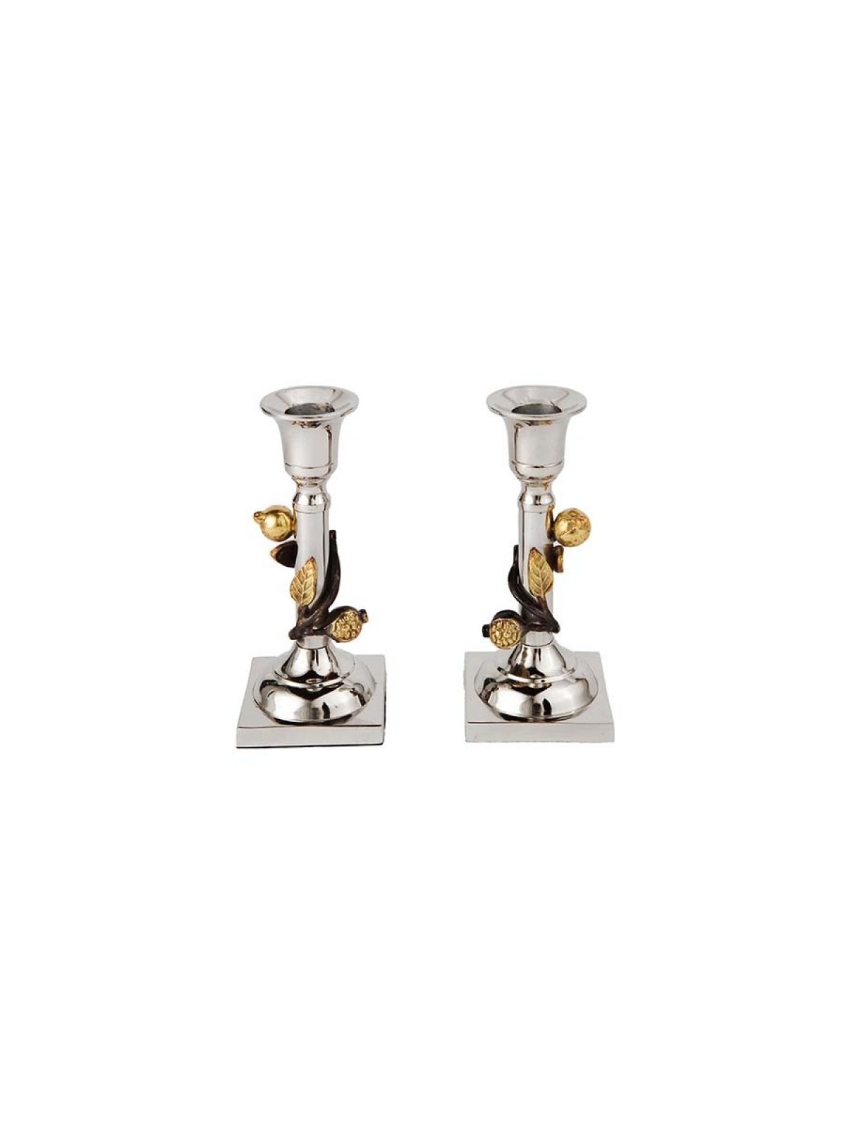 Yair Emanuel Two Tone Metal Leaf Design Candlesticks | Candlesticks