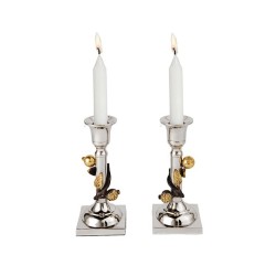 Yair Emanuel Two Tone Metal Leaf Design Candlesticks | Candlesticks