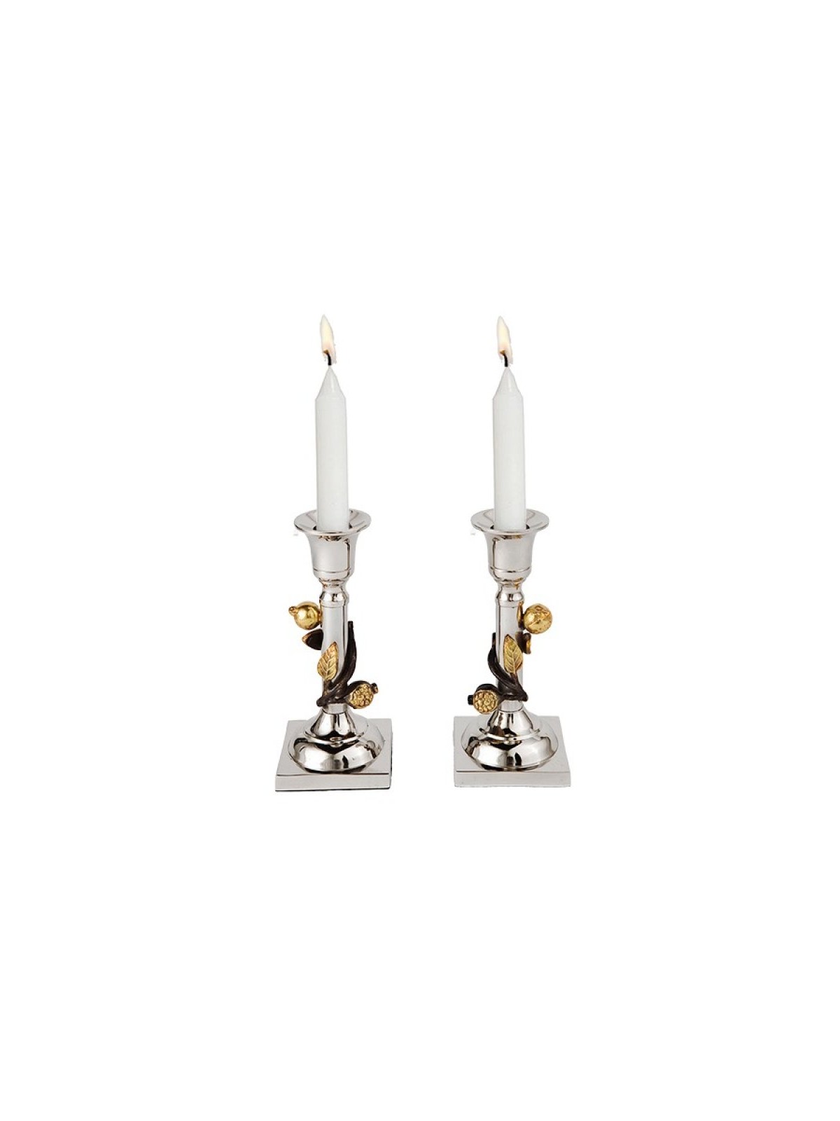 Yair Emanuel Two Tone Metal Leaf Design Candlesticks | Candlesticks