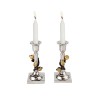 Yair Emanuel Two Tone Metal Leaf Design Candlesticks | Candlesticks