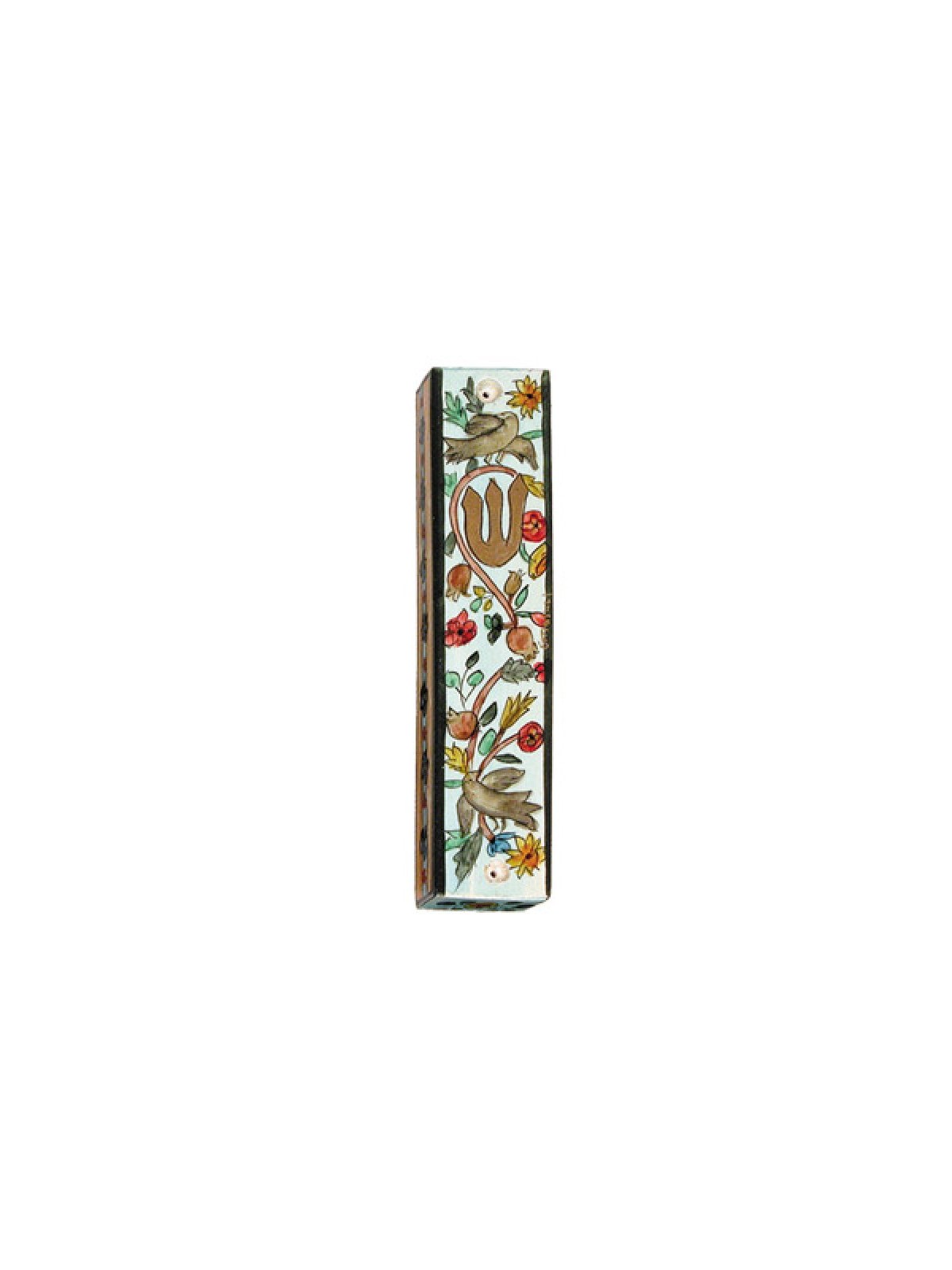 Yair Emanuel Small Hand Painted Wood Mezuzah ... | Mezuzahs by Emanuel