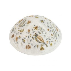 Yair Emanuel Kippah Embroidered Birds an... | Kippot & Hats by Emanuel