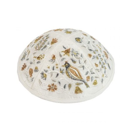 Yair Emanuel Kippah Embroidered Birds an... | Kippot & Hats by Emanuel