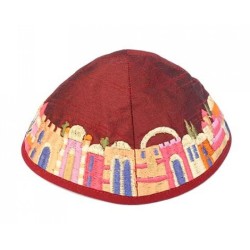 Yair Emanuel Kippah Marron avec Brodée... | Kippot et chapeaux par Emanuel