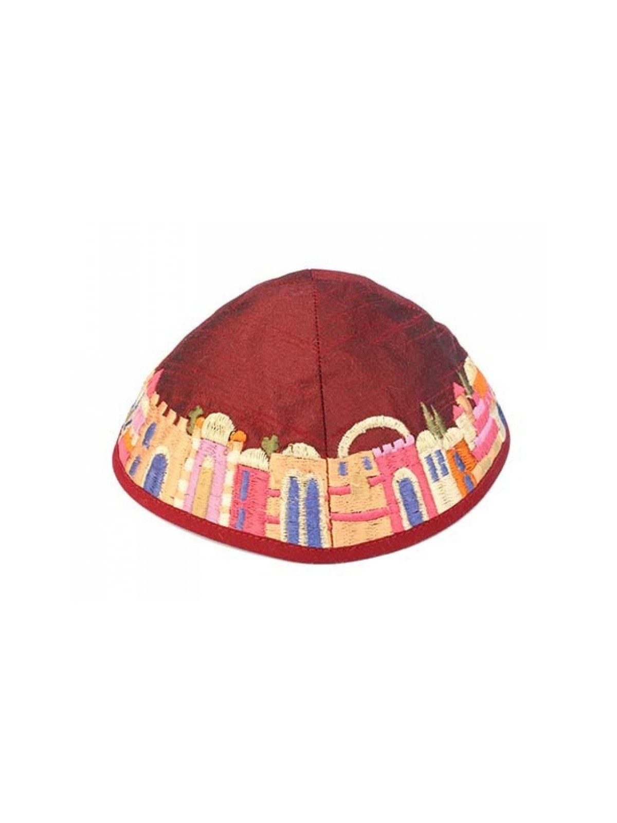 Yair Emanuel Kippah Maroon with Embroide... | Kippot & Hats by Emanuel