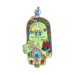 Yair Emanuel Small Hand Painted Wood Wall Hamsa... | Hamsas by Emanuel