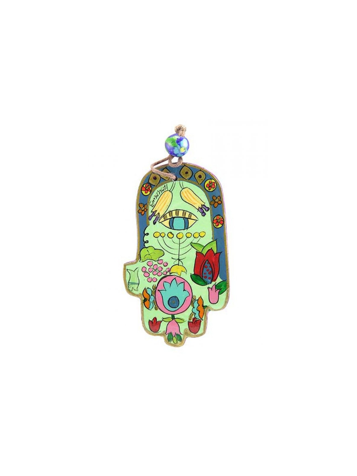 Yair Emanuel Small Hand Painted Wood Wall Hamsa... | Hamsas by Emanuel