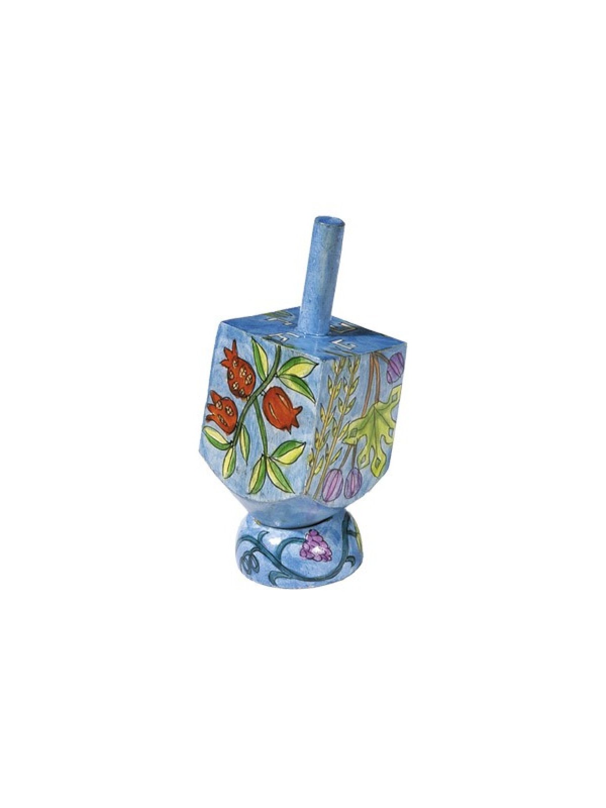 Yair Emanuel Hand Painted Wood Dreidel with Stand Blue S... | Dreidels