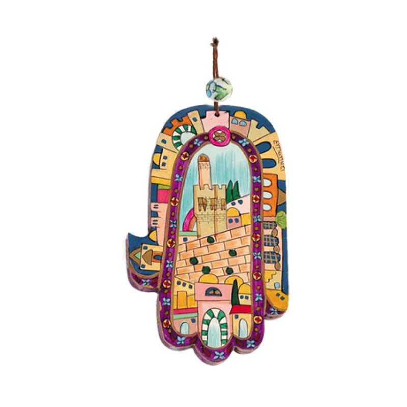 Yair Emanuel Hand Painted Wood Wall Hamsa Color... | Hamsas by Emanuel