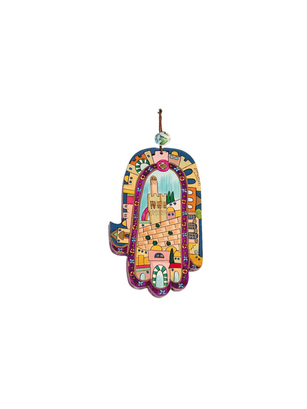 Yair Emanuel Hand Painted Wood Wall Hamsa Color... | Hamsas by Emanuel